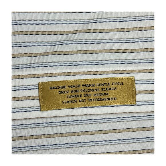 Roundtree & Yorke Gold Label Dress Shirt Men 16.5 Multicolor Striped 100% Cotton - Picture 5 of 8